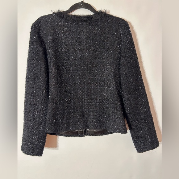 ALFANI WOOL BLEND BLACK METALLIC TWEED WOMEN’S JACKET/BLAZER SIZE 14 - Picture 8 of 10